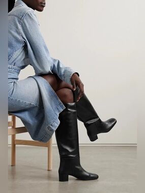STAUD NWOB Nancy Black Leather Knee High Boots